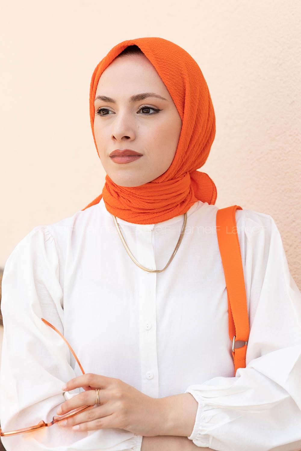 Orange Cotton Fabric Straight Shawl