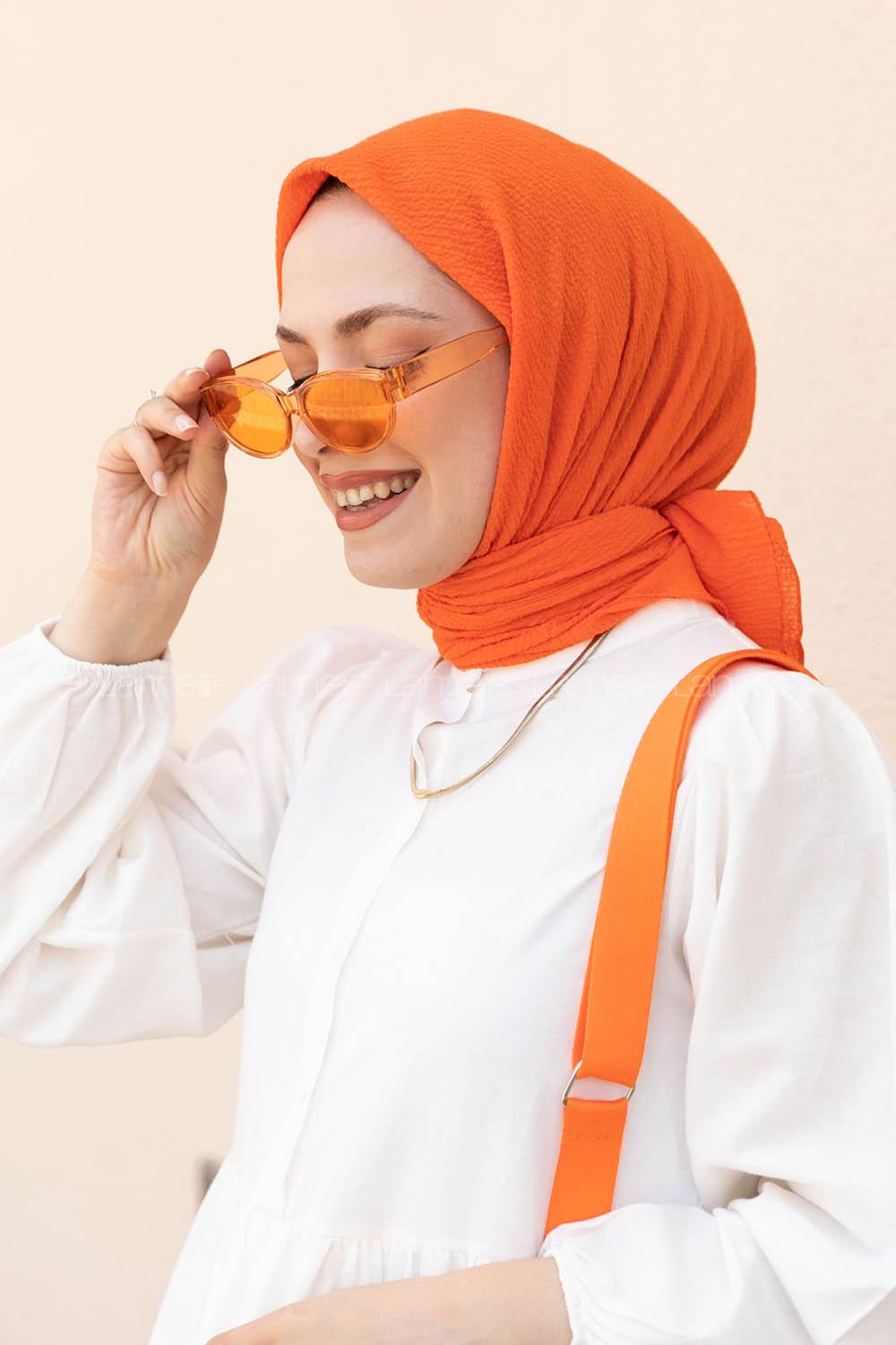 Orange Cotton Fabric Straight Shawl