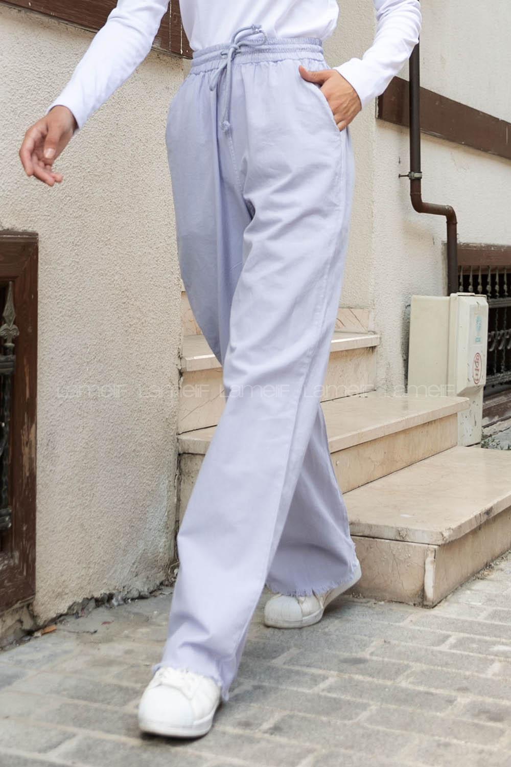 Lilac Cotton Fabric Elastic Waist Comfortable Pants