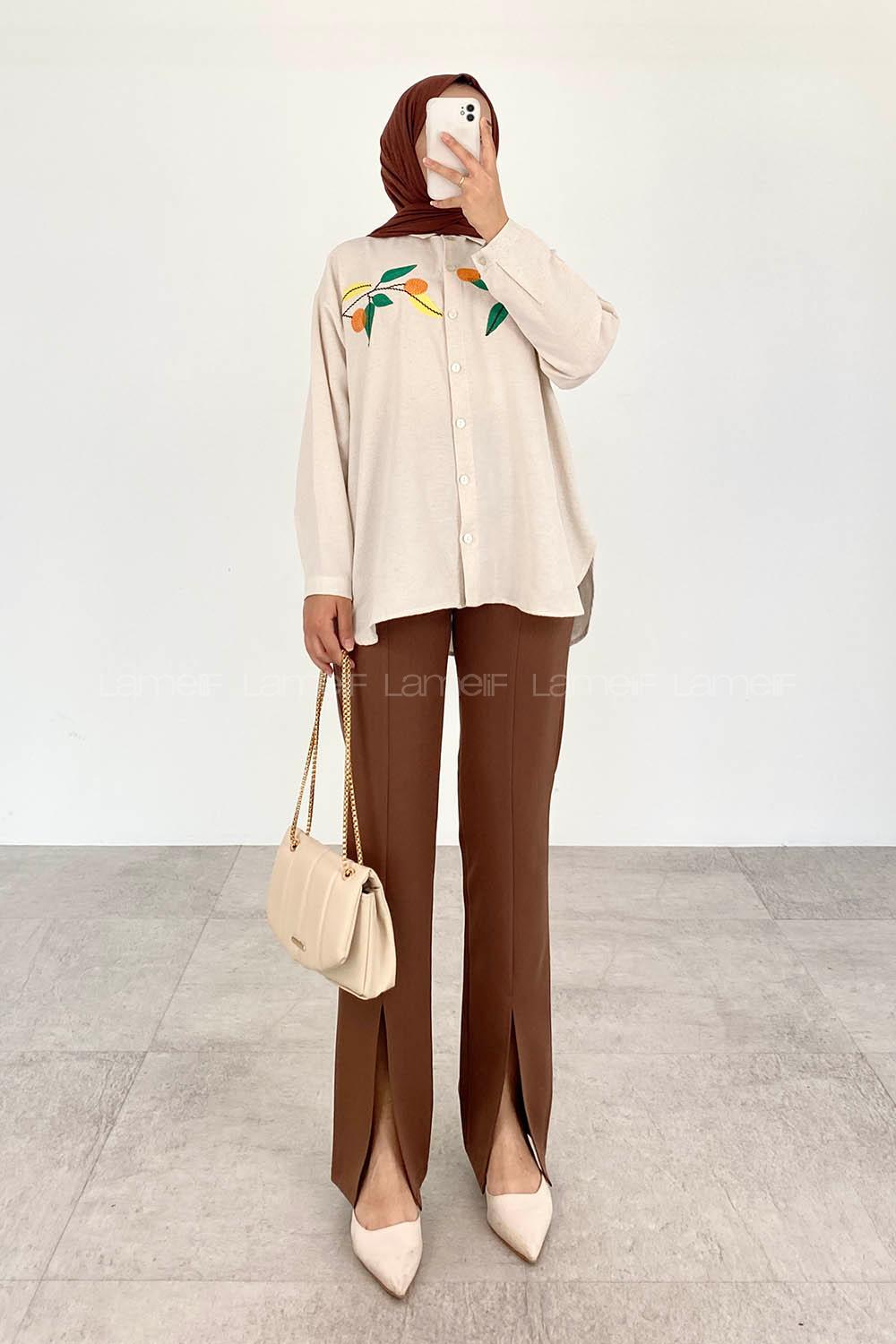 Stone Shirt Collar Long Arm Cotton Printed Shirt