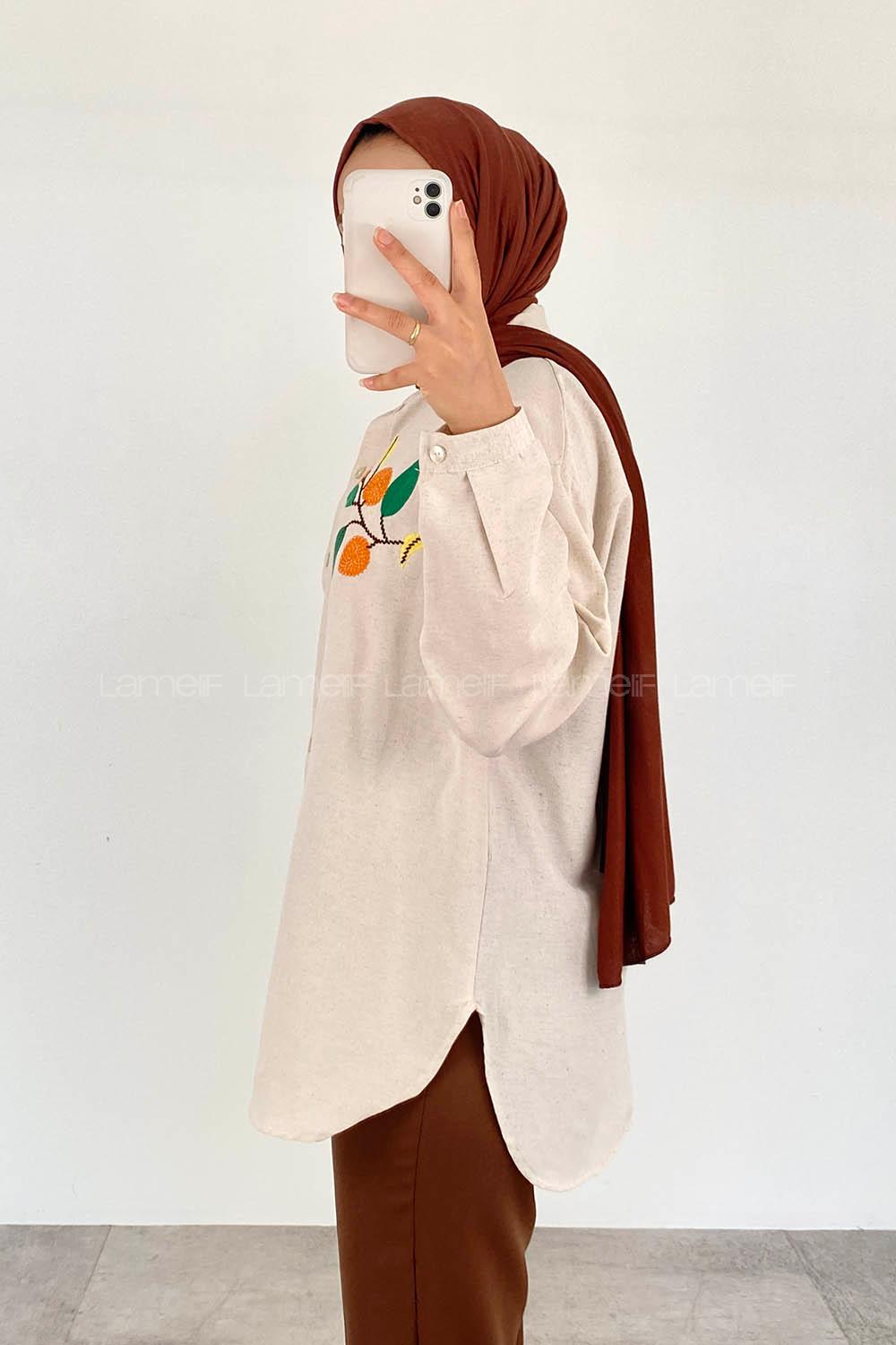 Stone Shirt Collar Long Arm Cotton Printed Shirt