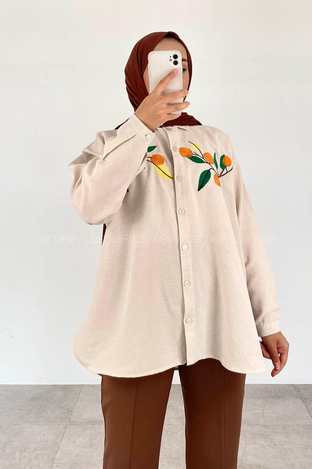 Stone Shirt Collar Long Arm Cotton Printed Shirt