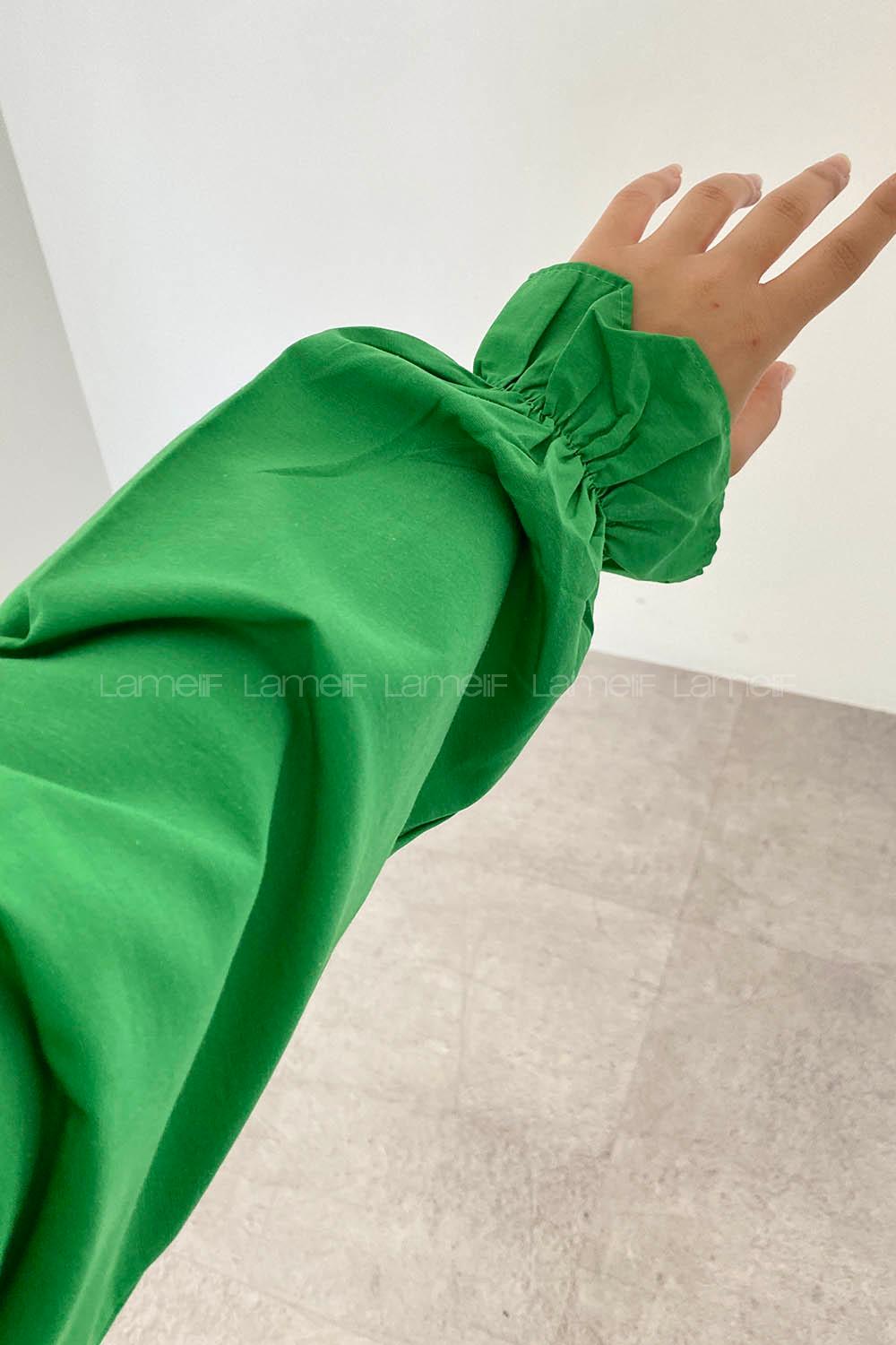 Green-1 Long Arm Belted Cotton Straight Kimono