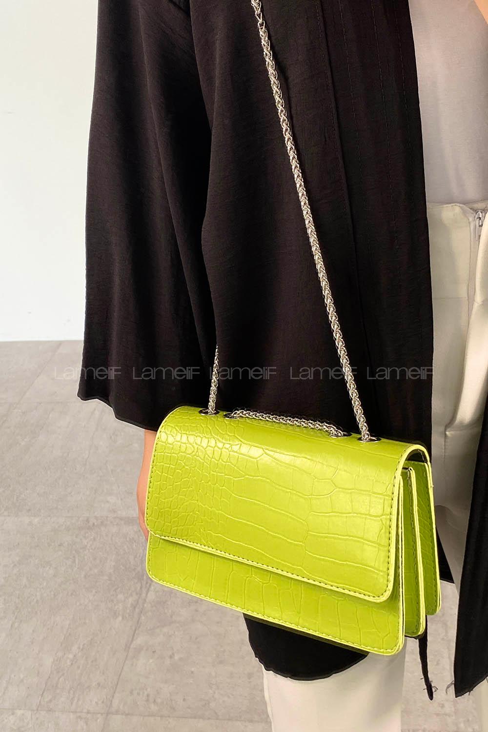 Pistachio Green Buckle Skin Hand Bag Bag