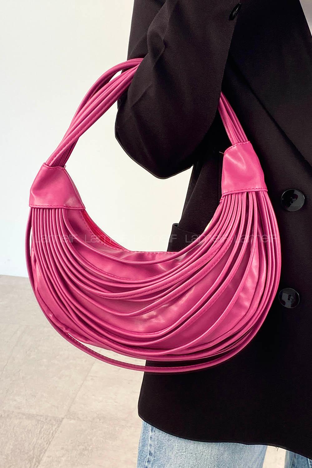 Fuchsia Buckle Skin Hand Bag Bag