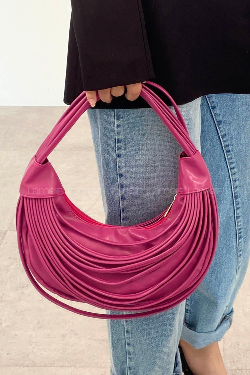 Fuchsia Buckle Skin Hand Bag Bag