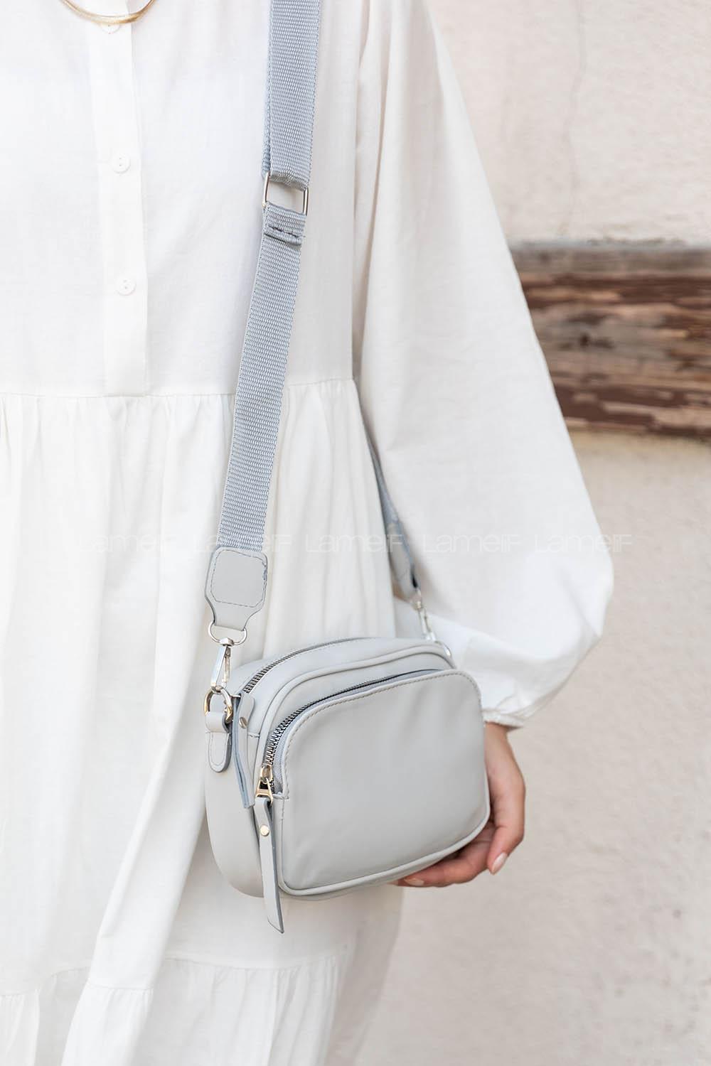 Light Grey Buckle Skin Hand Bag Bag