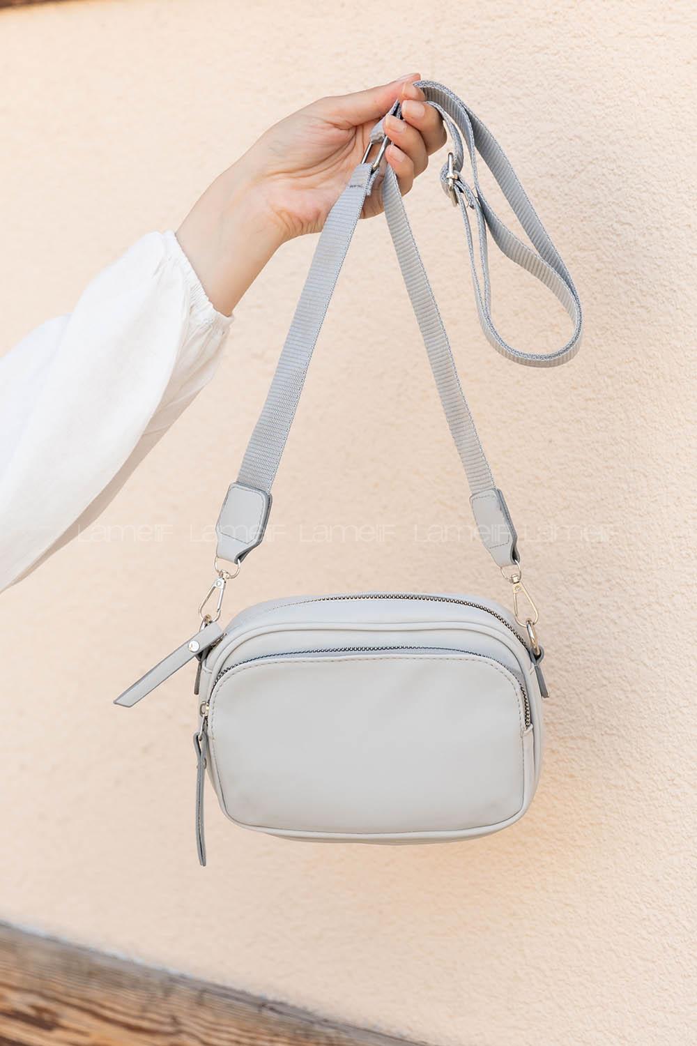 Light Grey Buckle Skin Hand Bag Bag