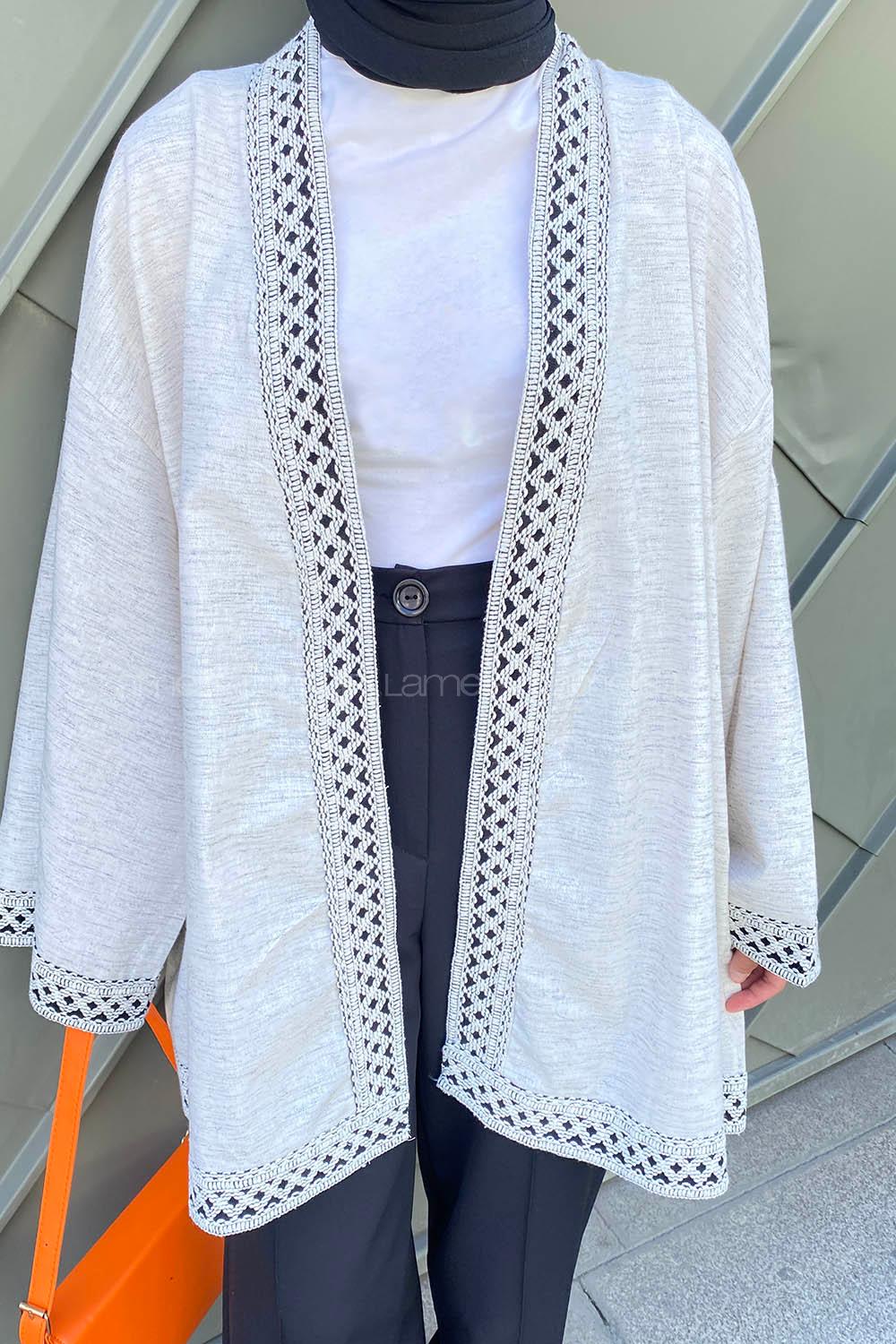 Stone Long Arm Without Accessories Linen Straight Kimono