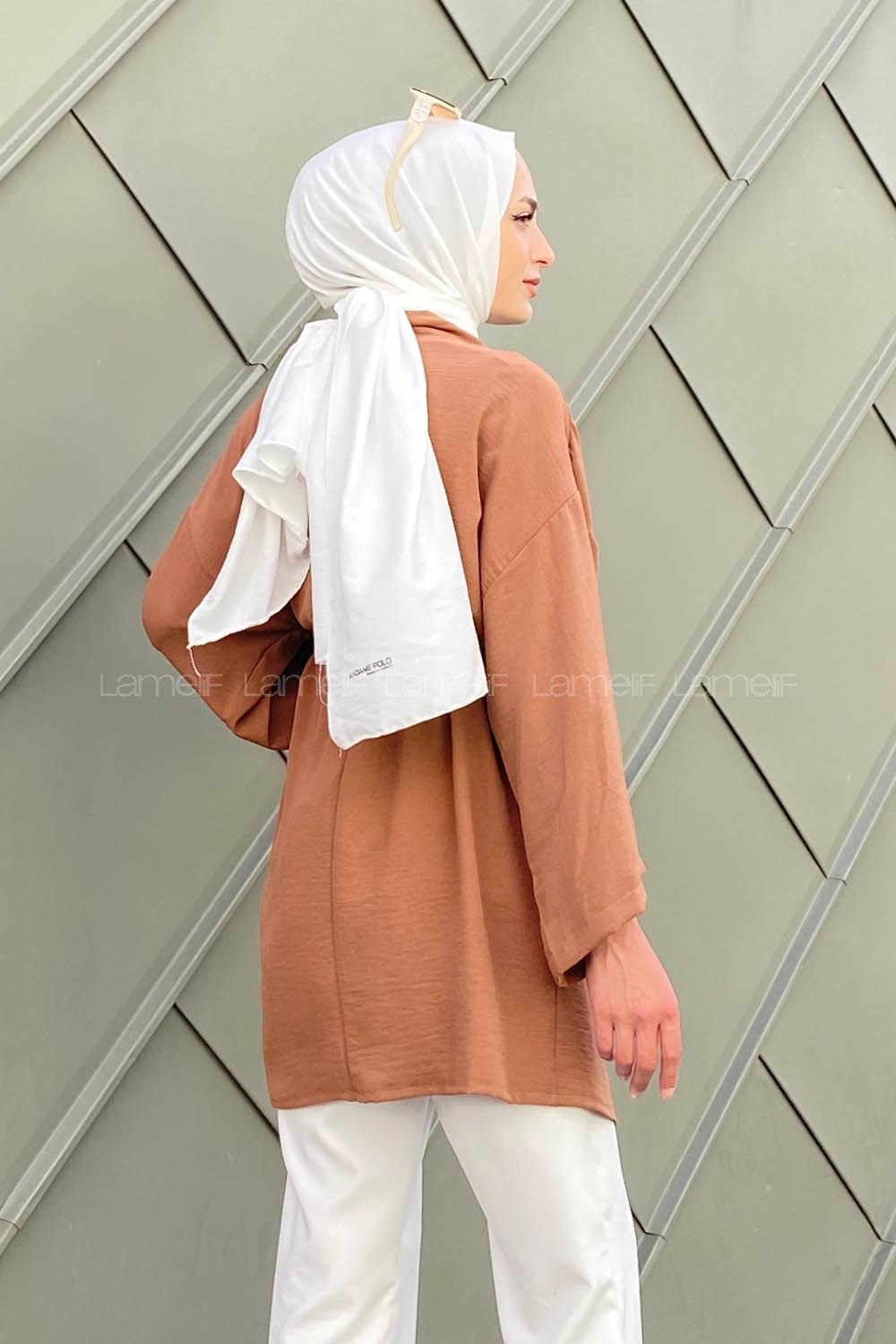 Brown Half Arm Arm Belted Ayrobin Straight Kimono