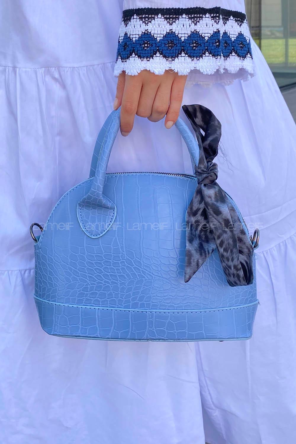 Ice Blue With Suspenders Skin Hand Bag Bag