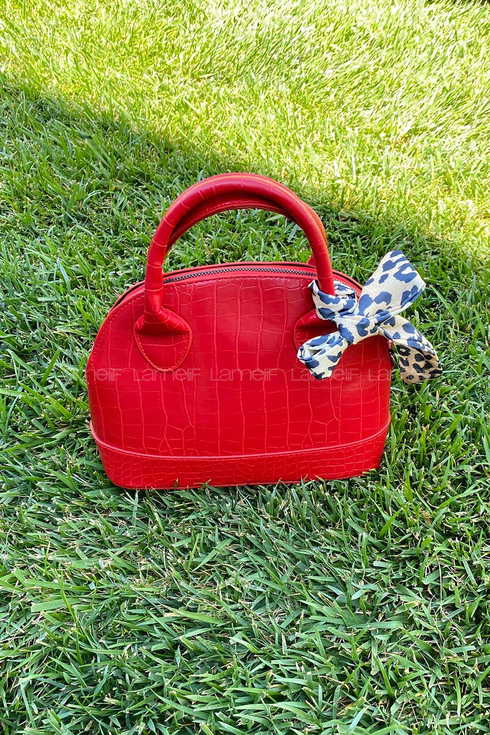 Red With Suspenders Skin Hand Bag Bag