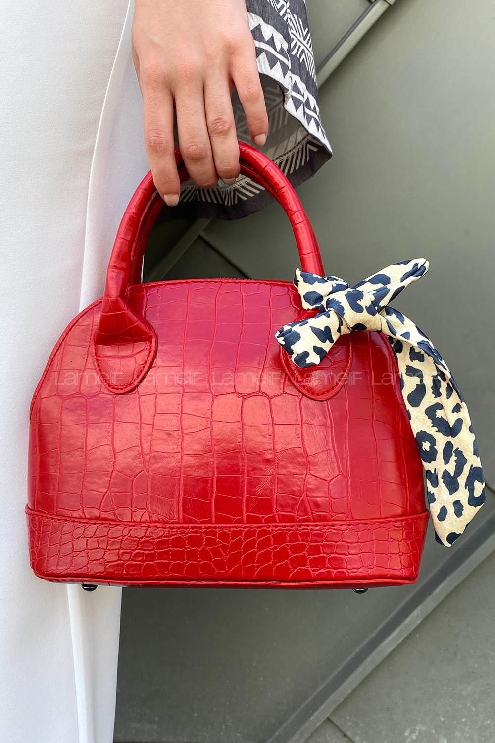 Red With Suspenders Skin Hand Bag Bag