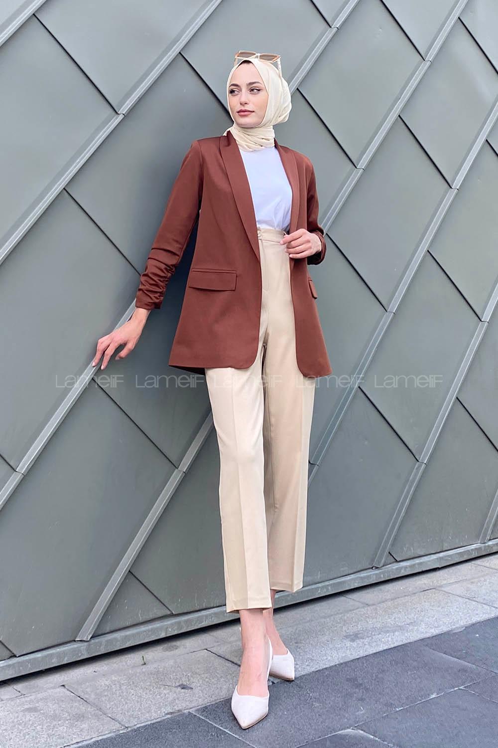 Chocolate Brown Scoop Neck Long Arm Atlas Jacket