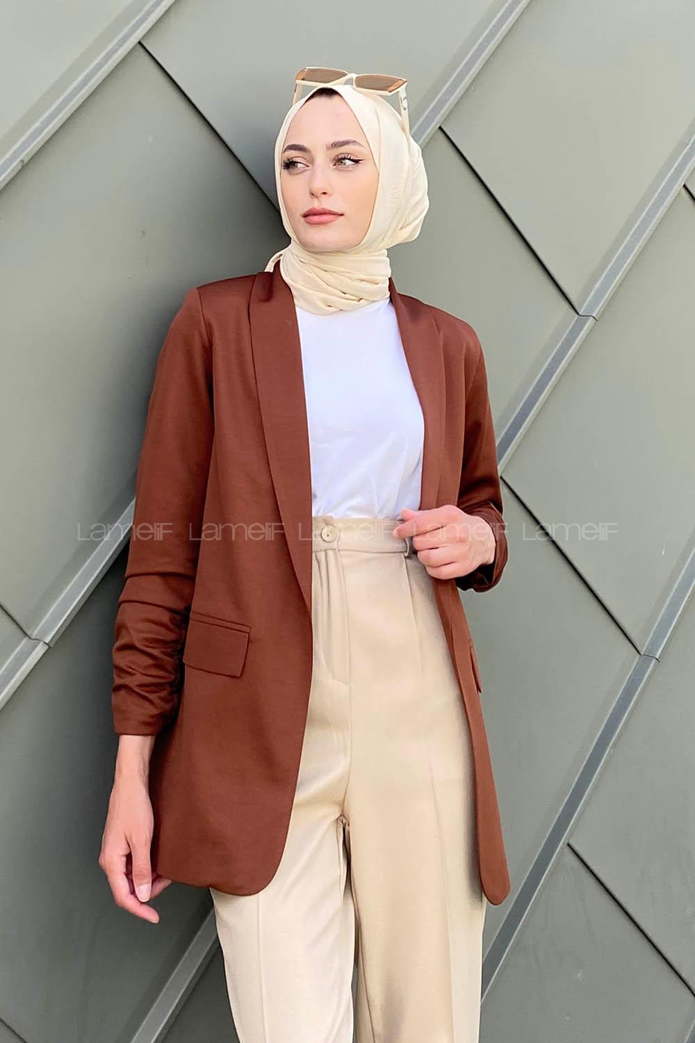 Chocolate Brown Scoop Neck Long Arm Atlas Jacket