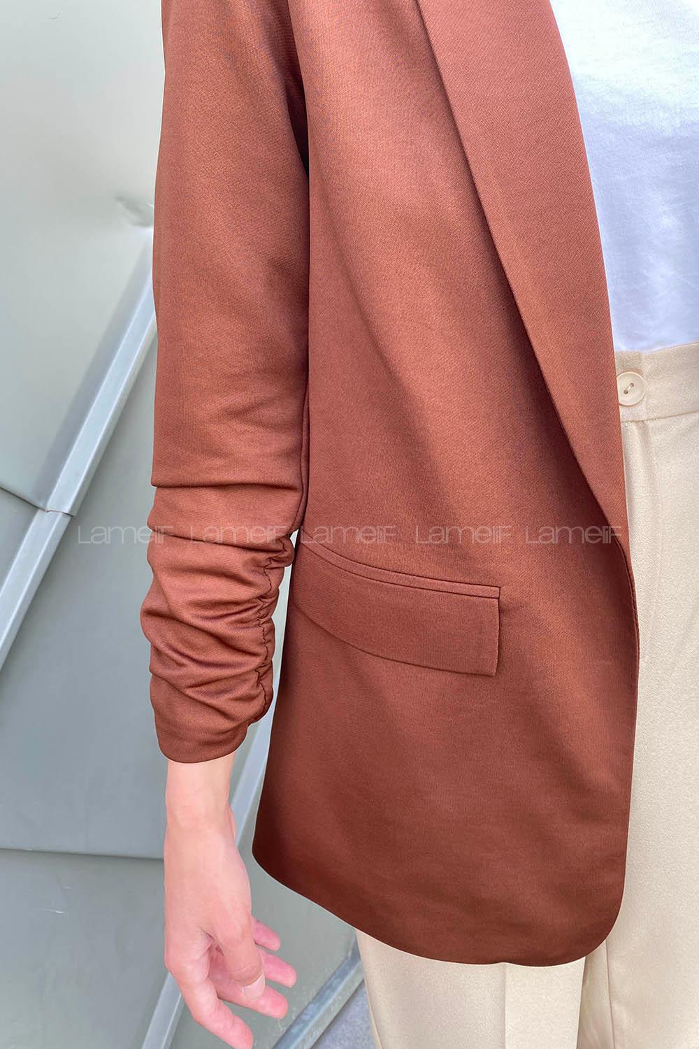 Chocolate Brown Scoop Neck Long Arm Atlas Jacket