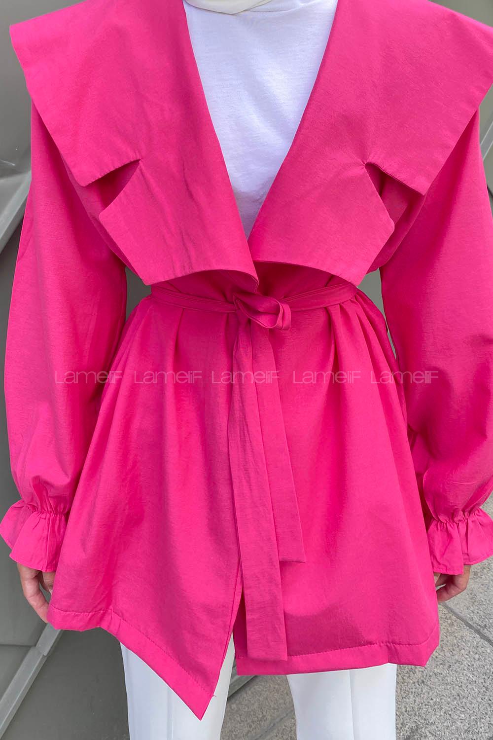 Fuchsia Long Arm Belted Cotton Straight Kimono