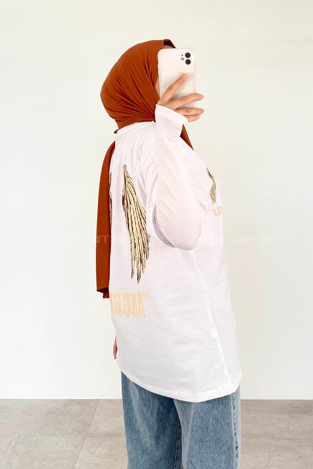 White Crew Neck Short Arm Cotton Printed T-shirt