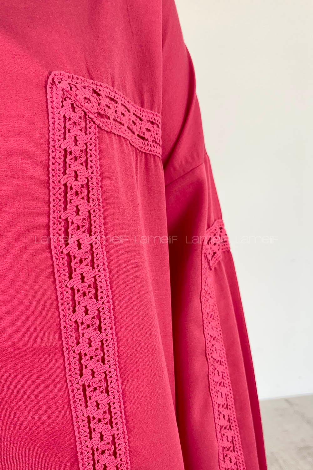 Pink Shirt Collar Long Arm Cotton Unprinted Shirt