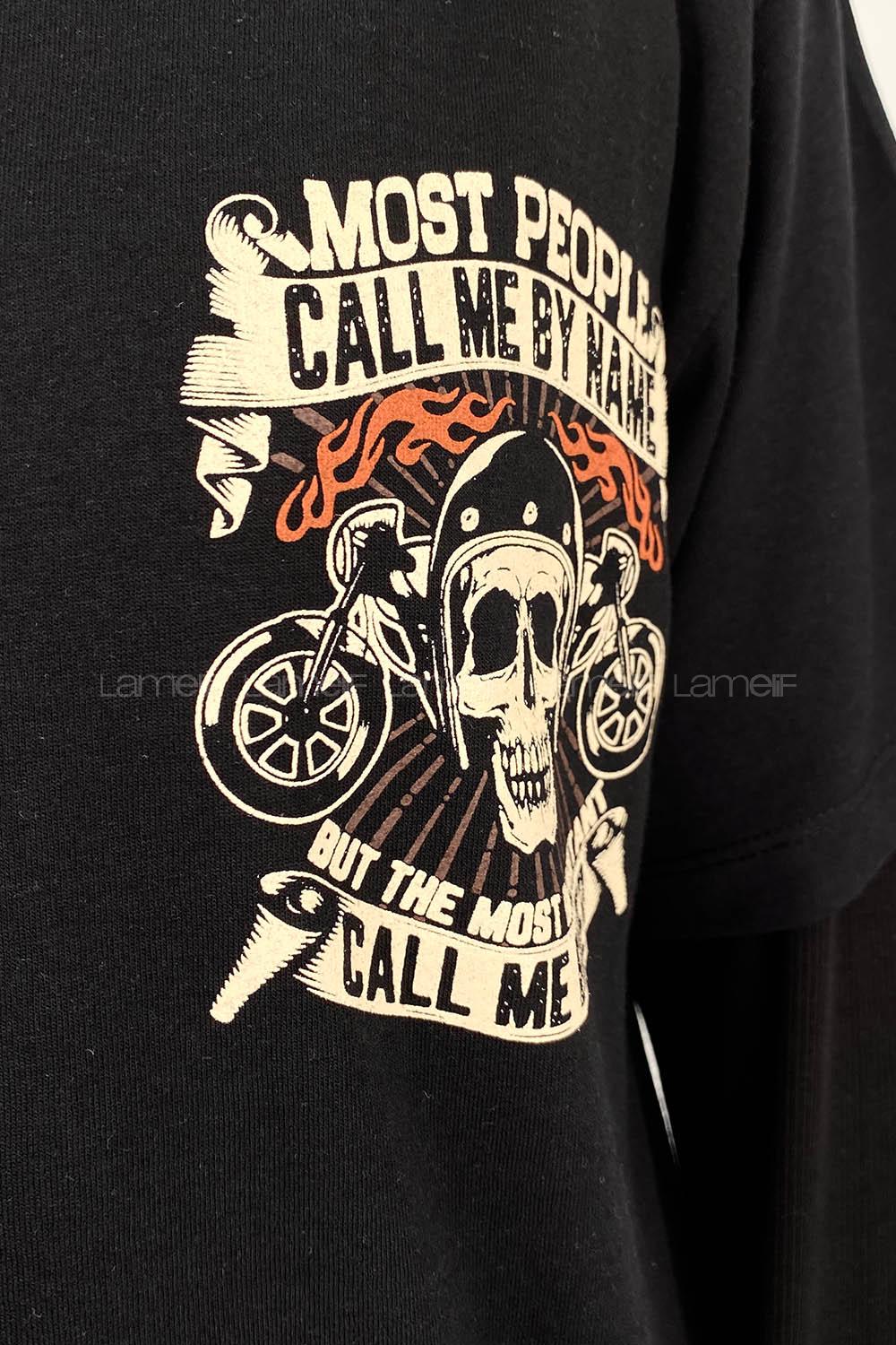 Black Crew Neck Short Arm Cotton Printed T-shirt