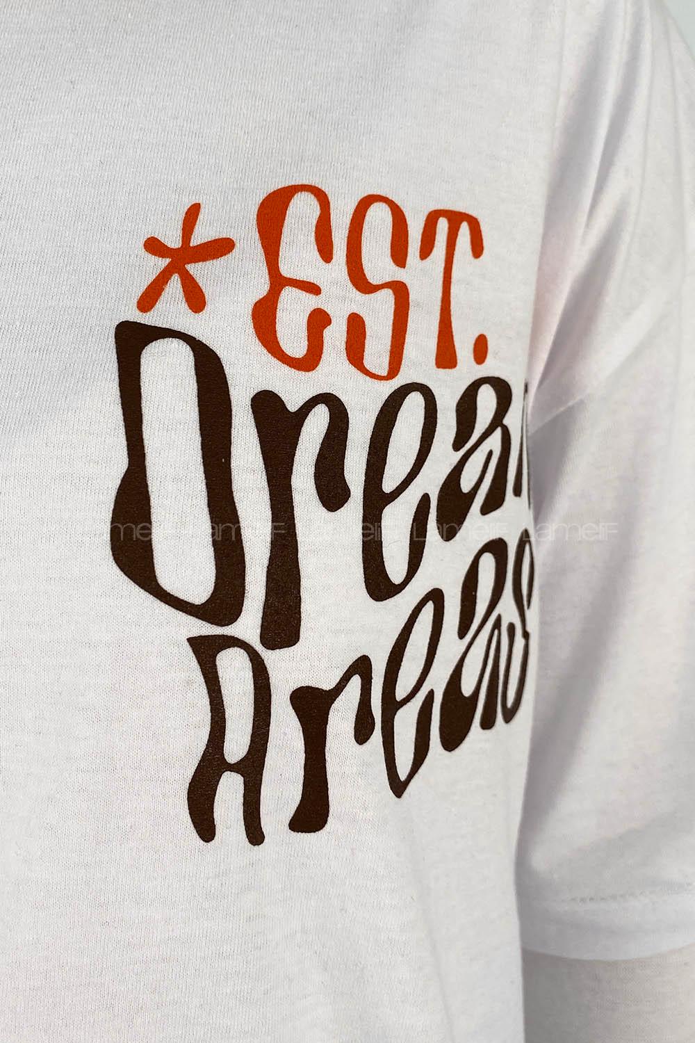 White Crew Neck Short Arm Cotton Printed T-shirt