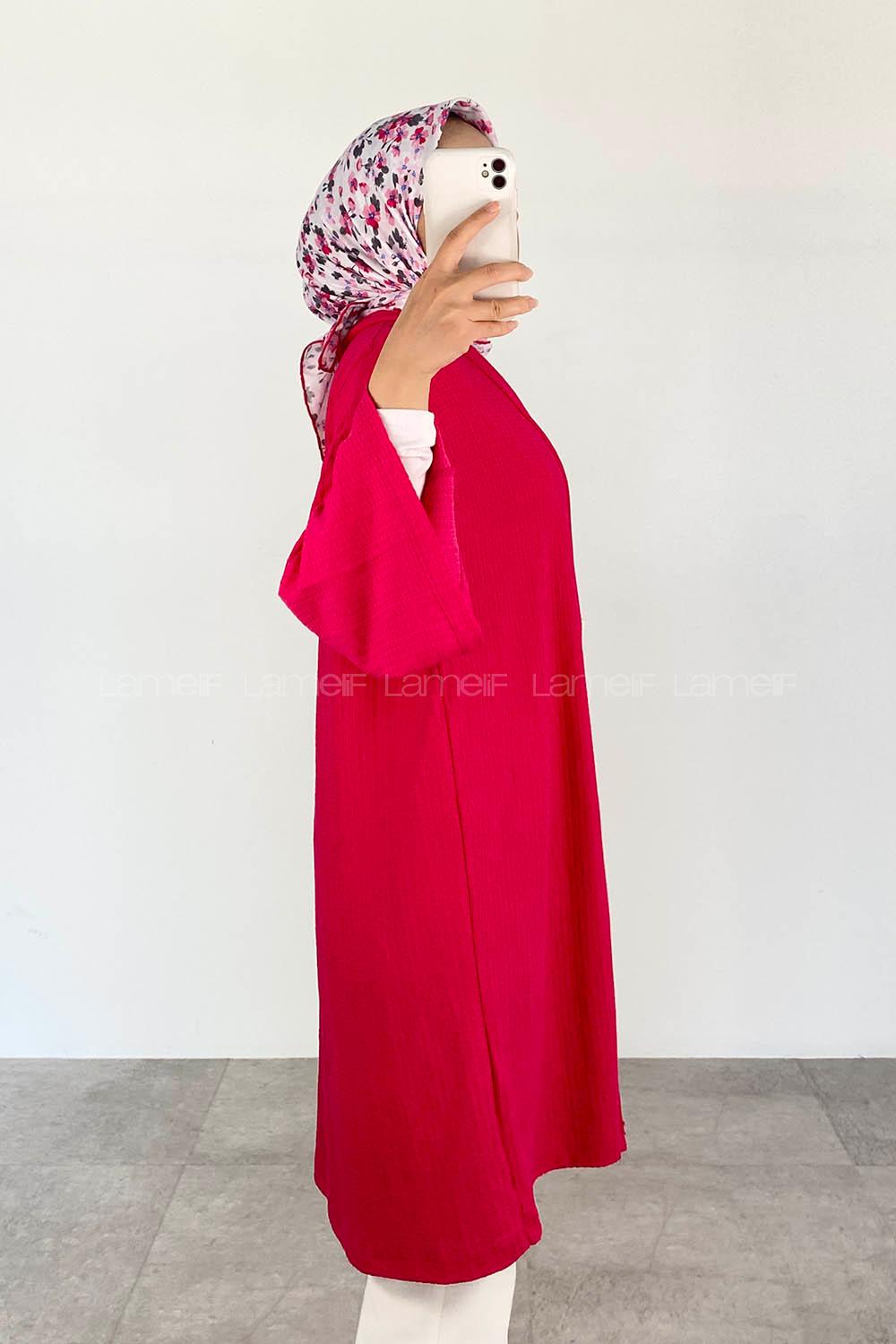 Fuchsia Half Arm Arm Without Accessories Cotton Straight Kimono