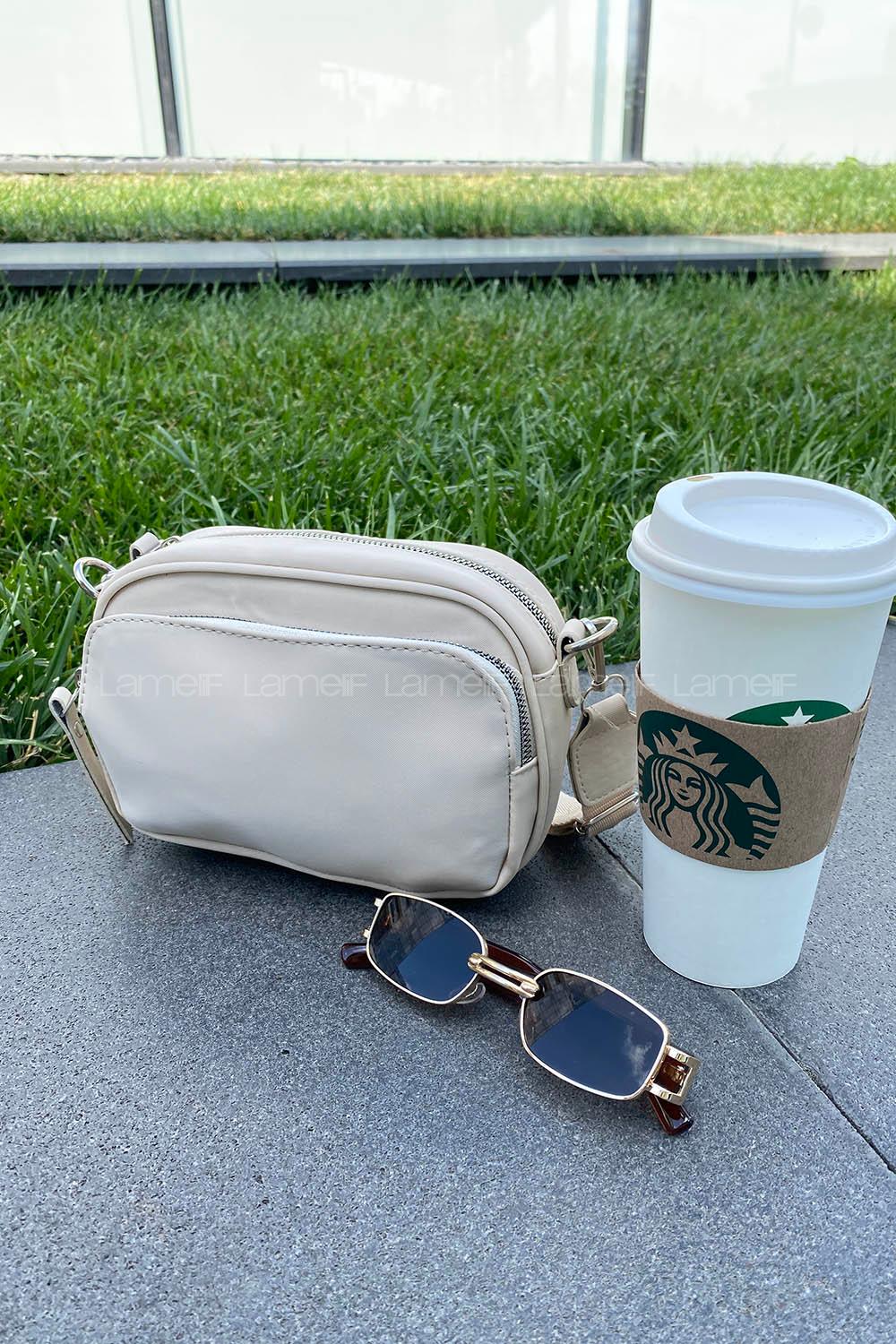 Cream Buckle Skin Hand Bag Bag