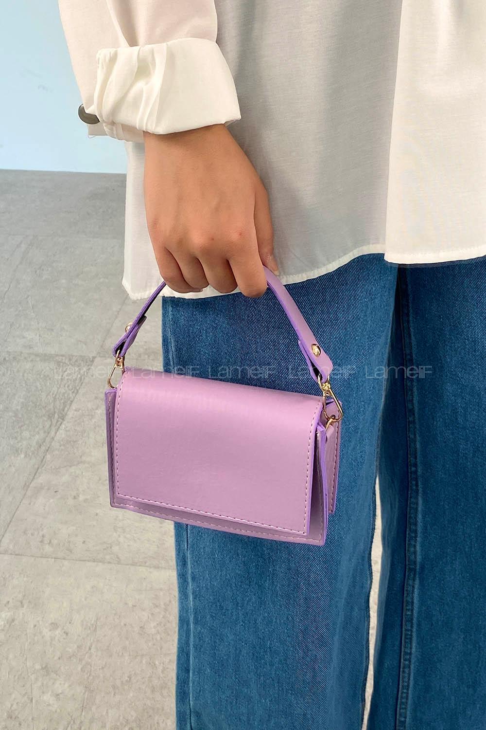 Lilac Buckle Skin Hand Bag Bag