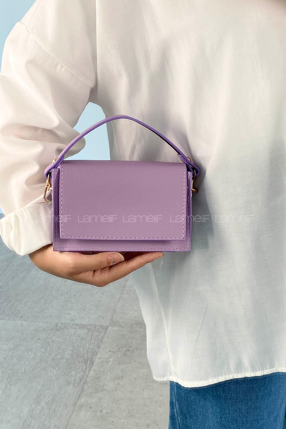 Lilac Buckle Skin Hand Bag Bag