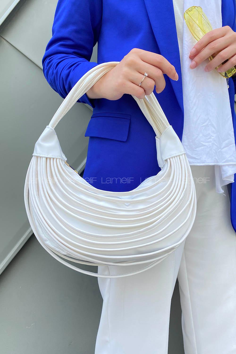 White Buckle Skin Hand Bag Bag