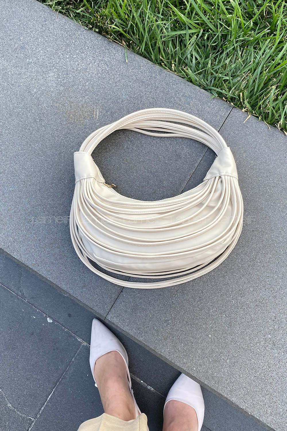 Cream Buckle Skin Hand Bag Bag