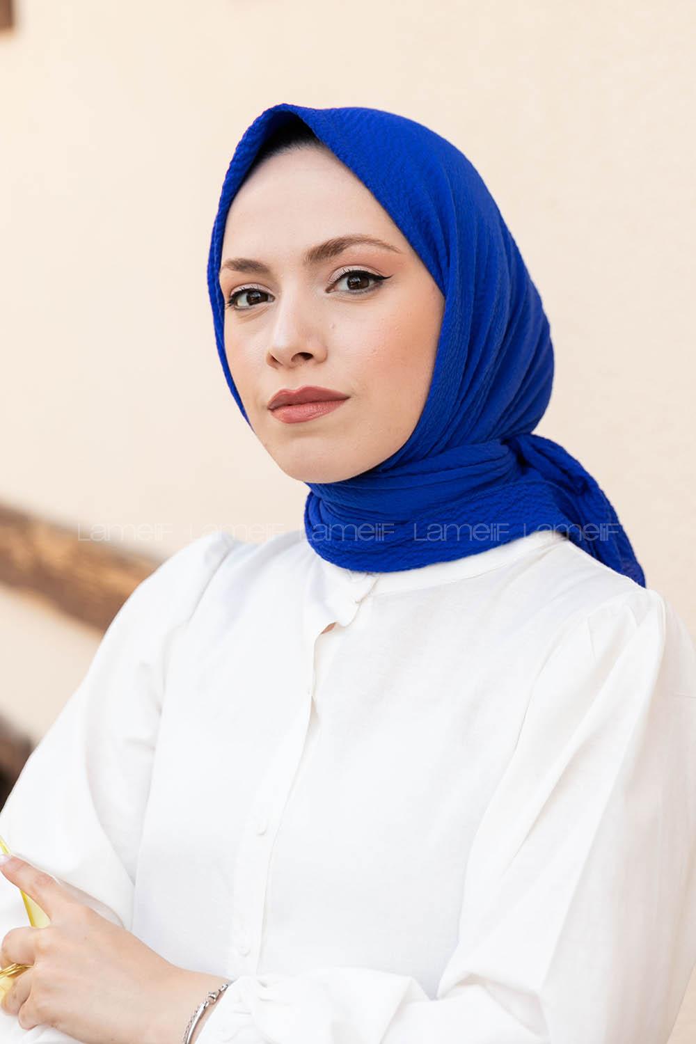 Lamelif Mio Caz Eşarp Saks Mavisi