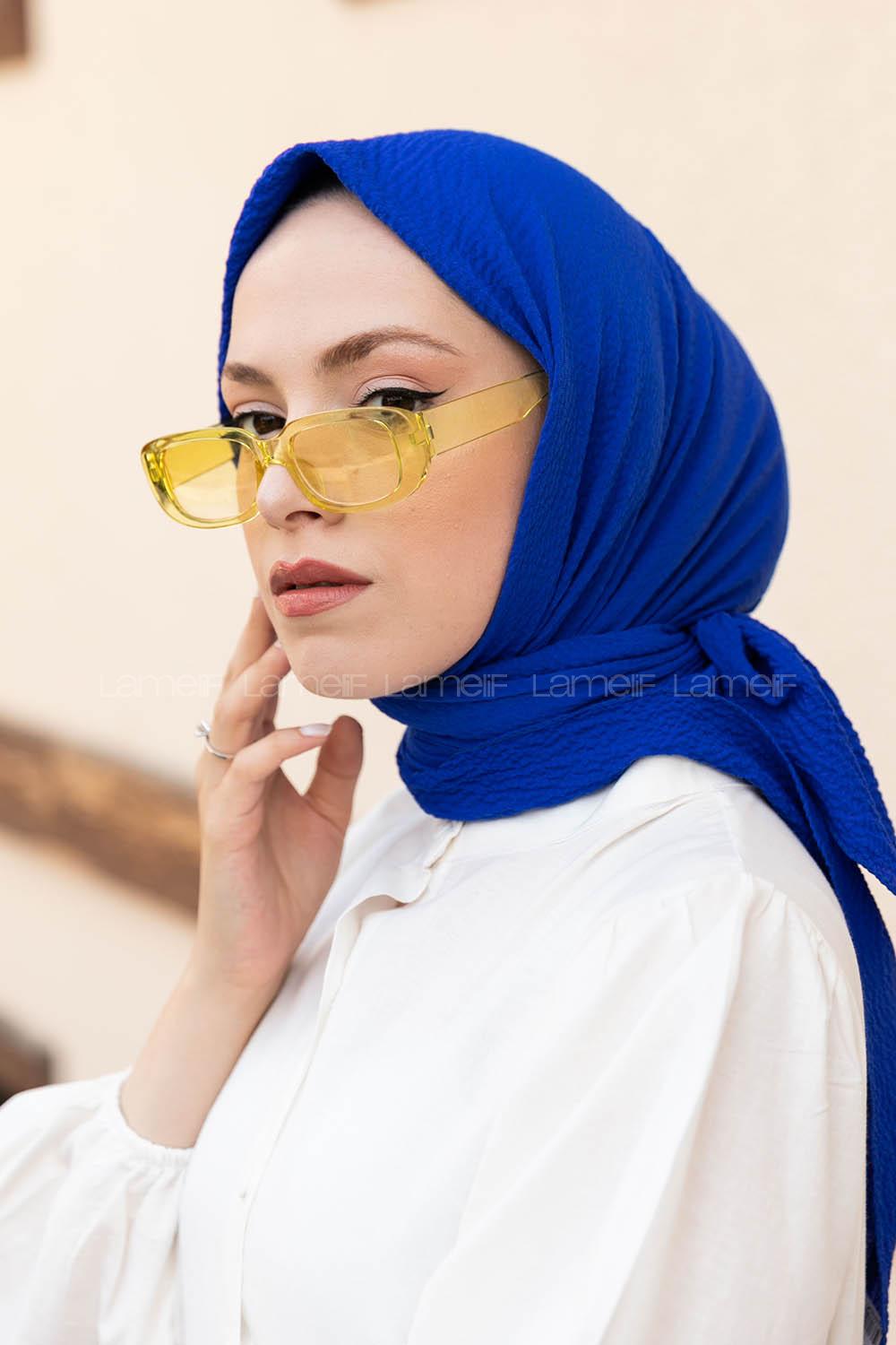 Lamelif Mio Caz Eşarp Saks Mavisi