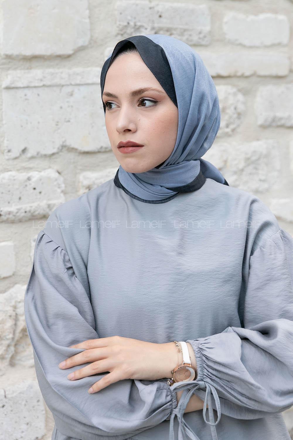 Modalamelif Koyu Gri Siyah  Monogram Şal