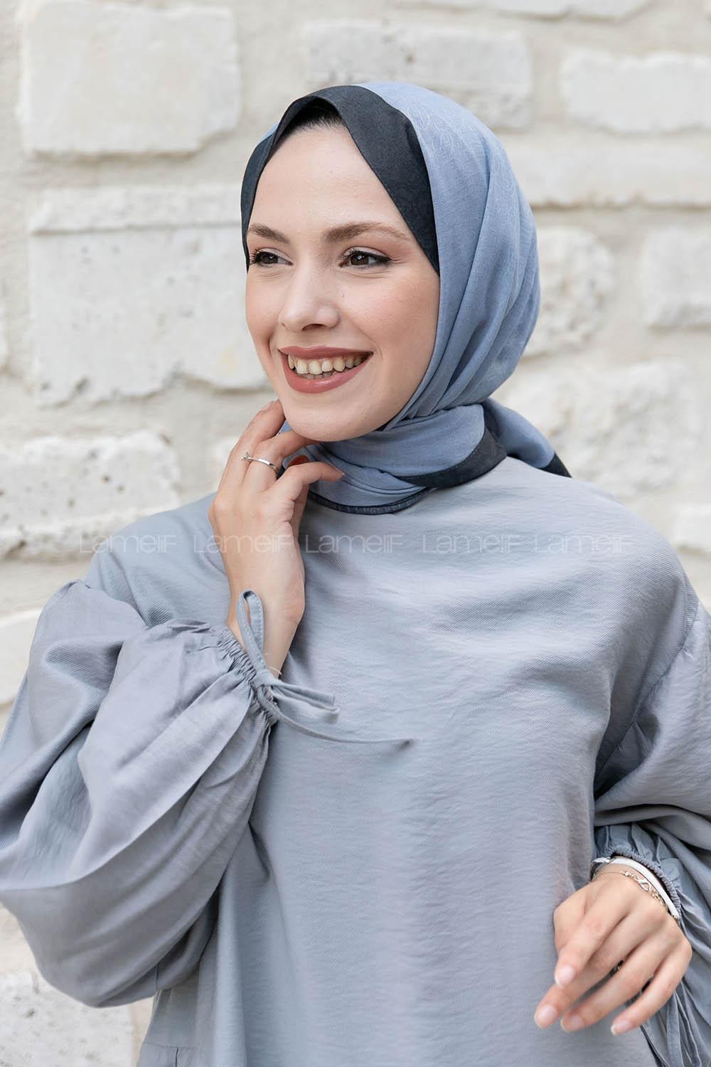 Modalamelif Koyu Gri Siyah  Monogram Şal