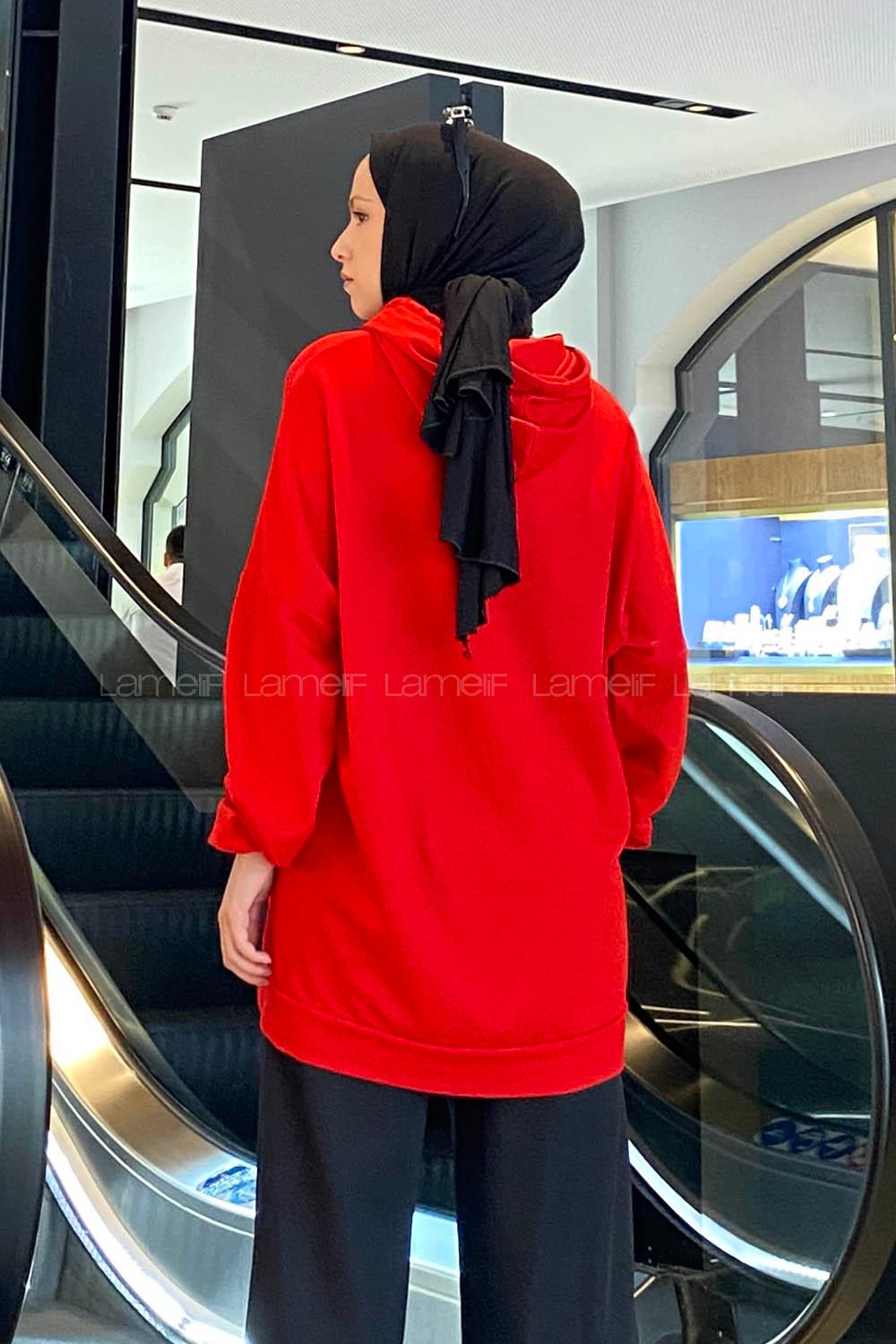 Modalamelif ya_rasa Kol Berkeley Sweatshirt Kırmızı