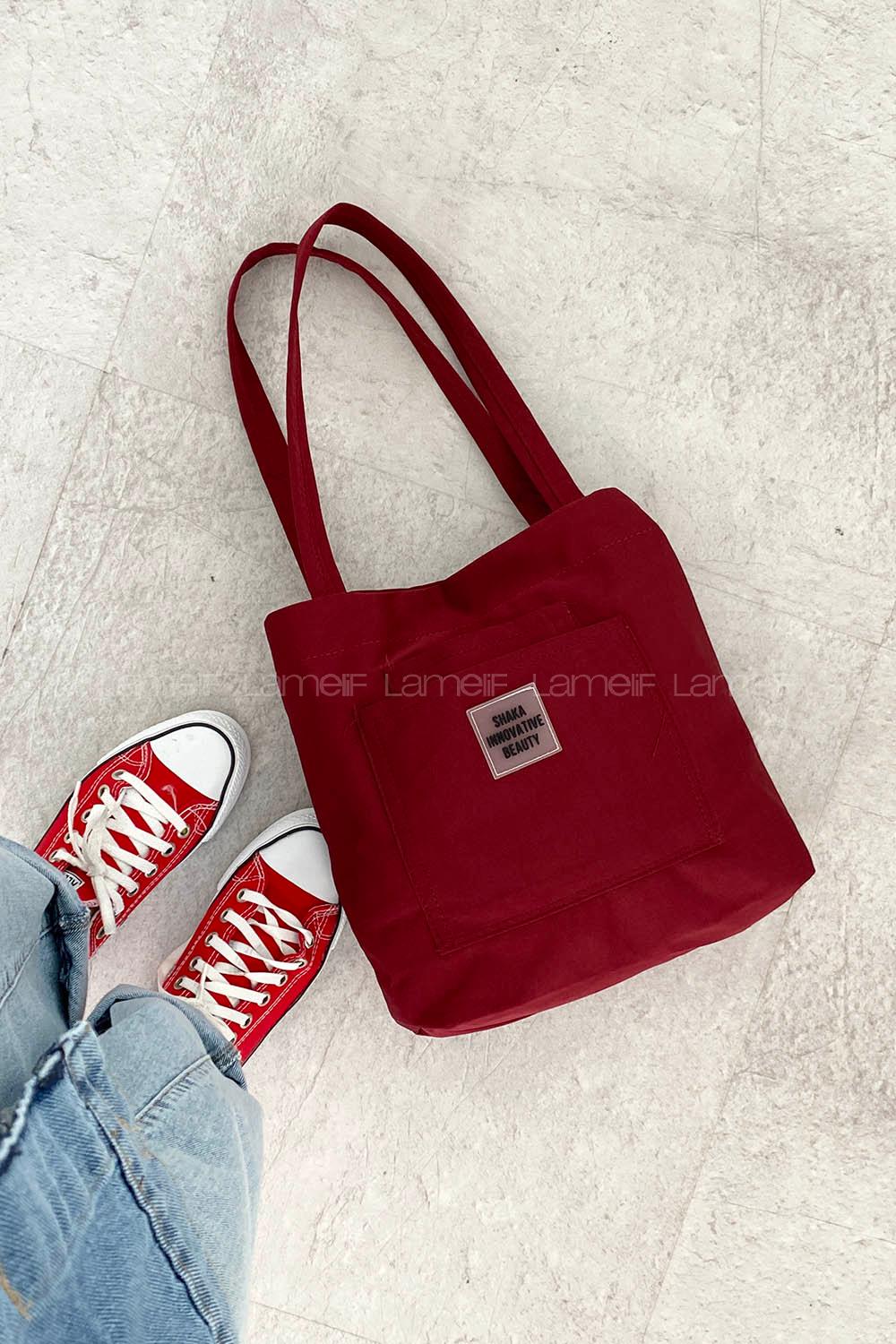 Claret Red Without Accessories Rope Hand Bag Bag