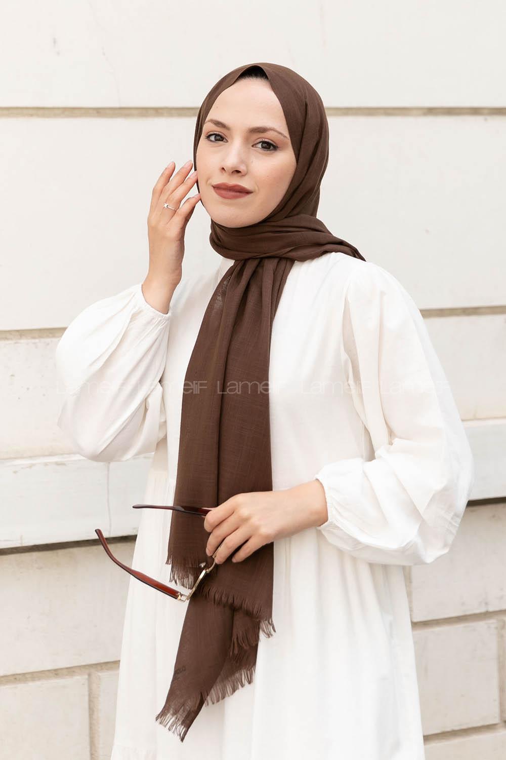 Brown Cotton Fabric Straight Shawl