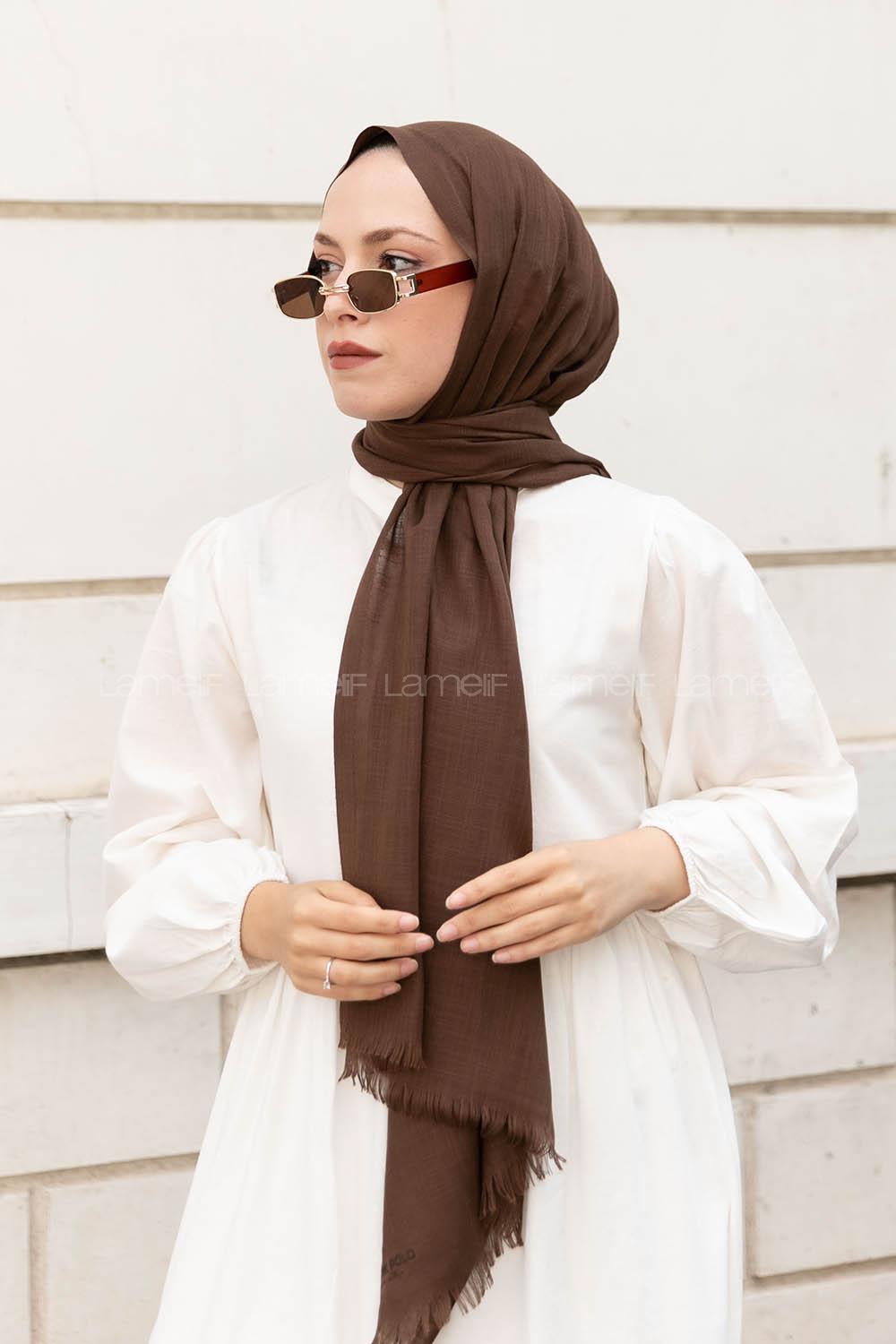 Brown Cotton Fabric Straight Shawl