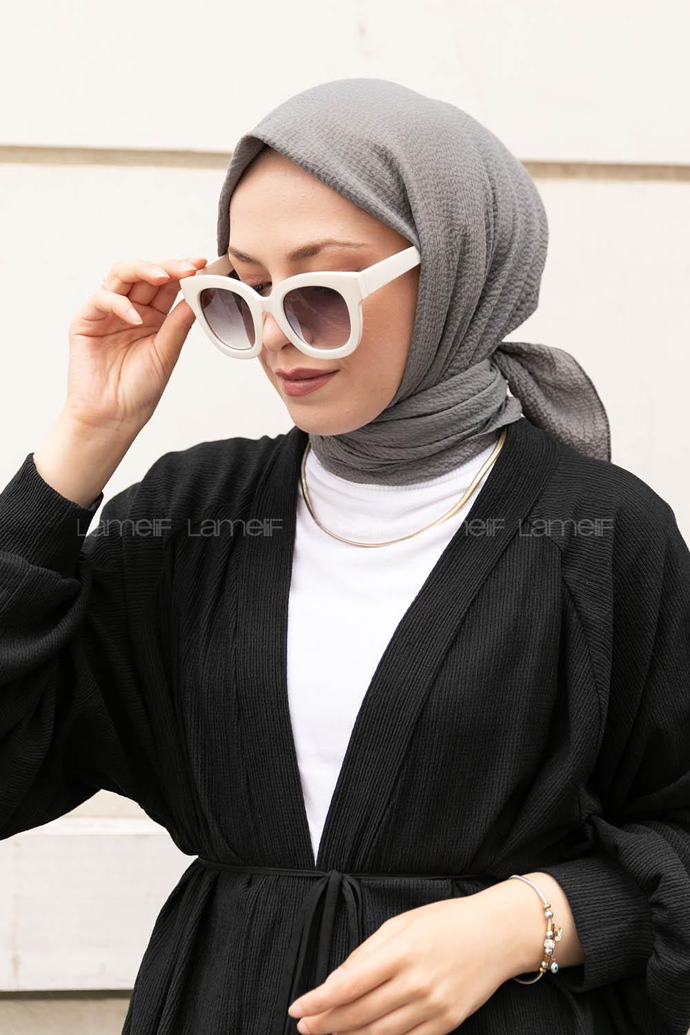 Lamelif Mio Caz Eşarp Koyu Gri