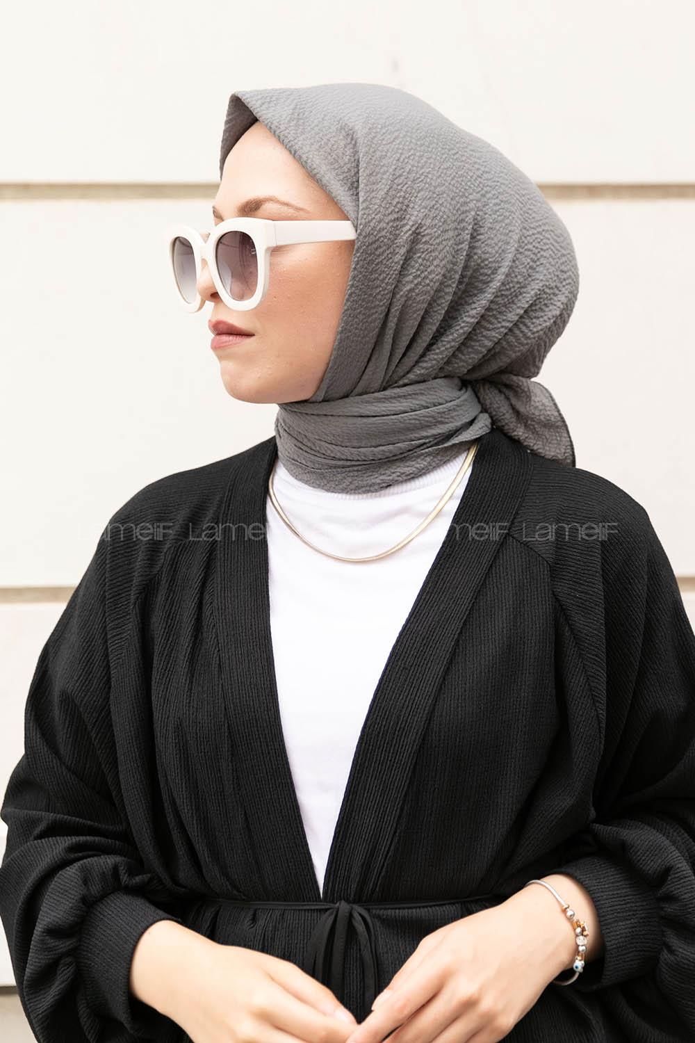 Lamelif Mio Caz Eşarp Koyu Gri