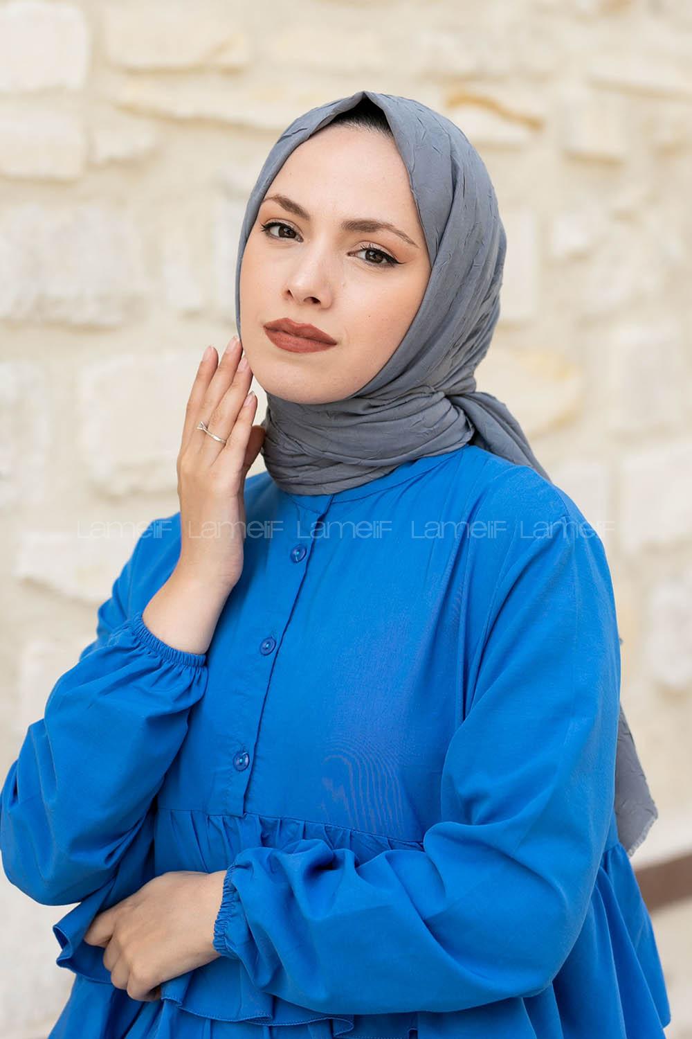 Lamelif Bambu Şal Koyu Gri