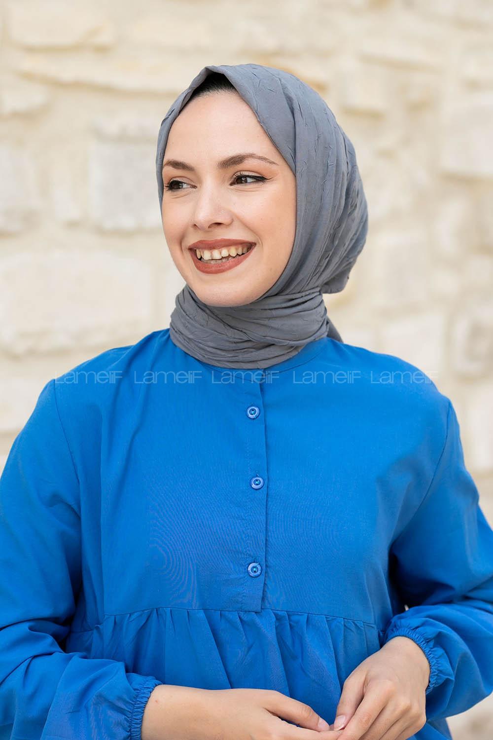 Lamelif Bambu Şal Koyu Gri