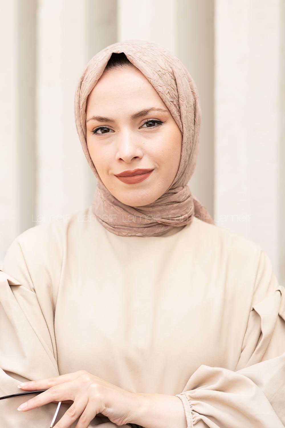 Lamelif Bambu Şal Kahverengi Bej