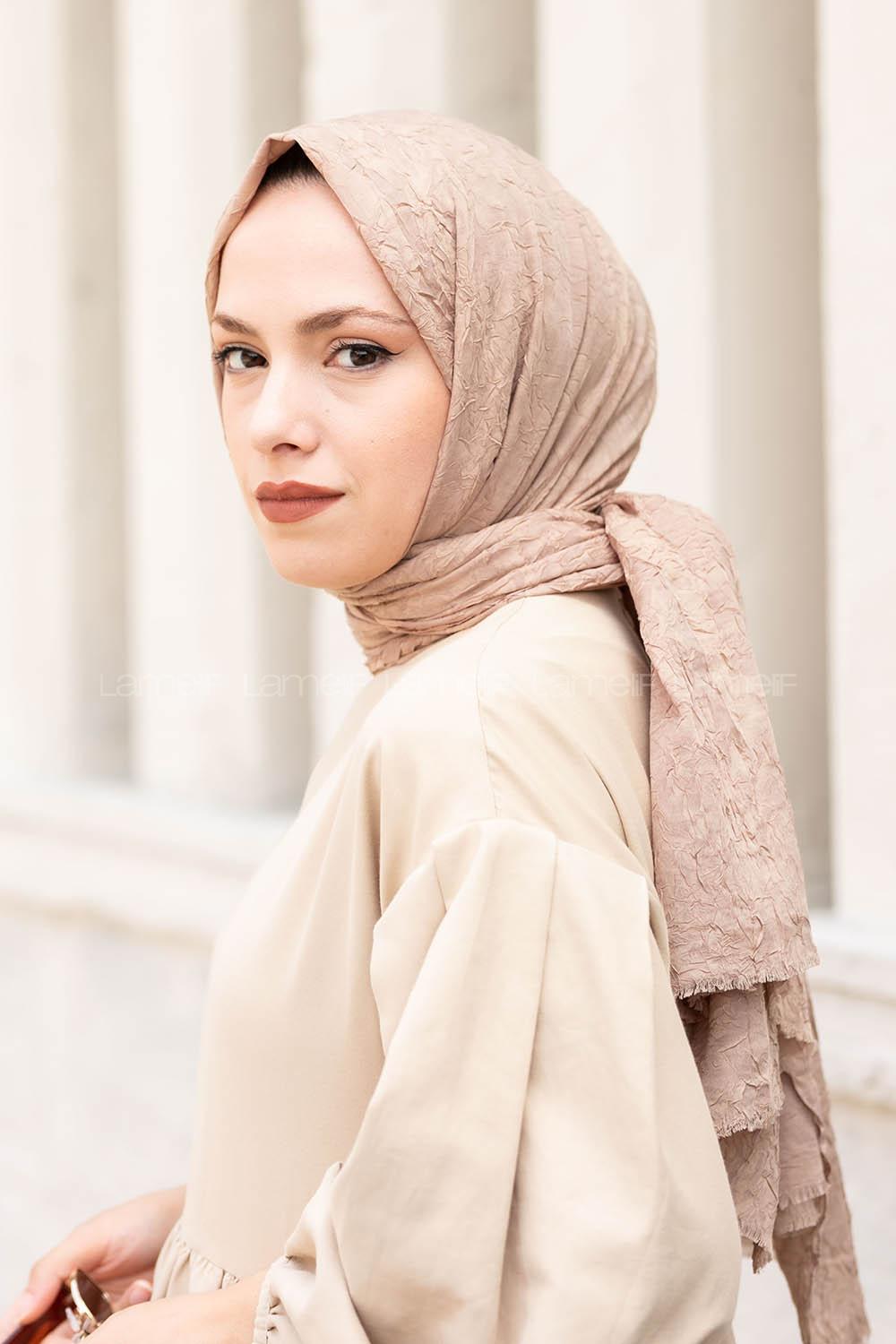 Lamelif Bambu Şal Kahverengi Bej