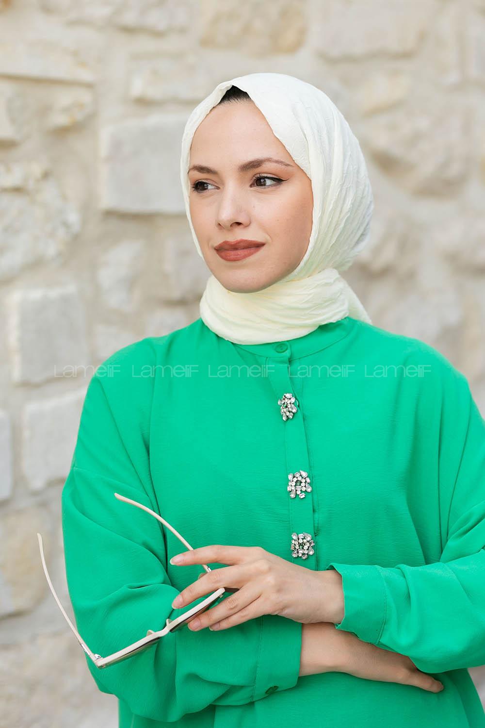 Cream Cotton Fabric Straight Shawl