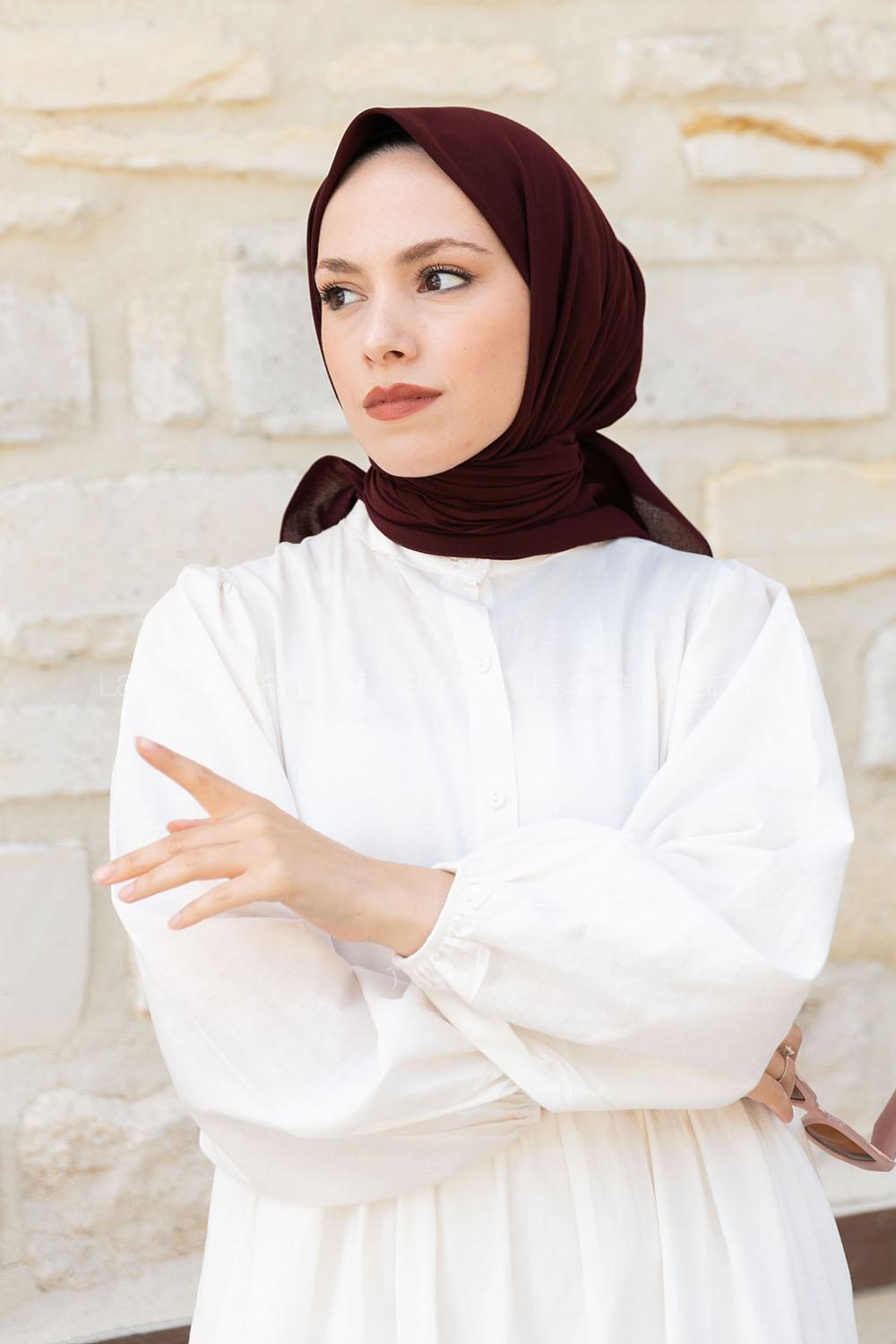 Lamelif Keten Eşarp Acı Bordo