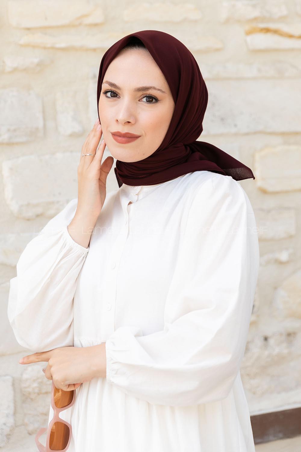 Lamelif Keten Eşarp Acı Bordo