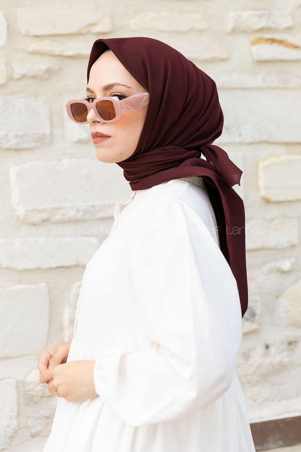 Lamelif Keten Eşarp Acı Bordo