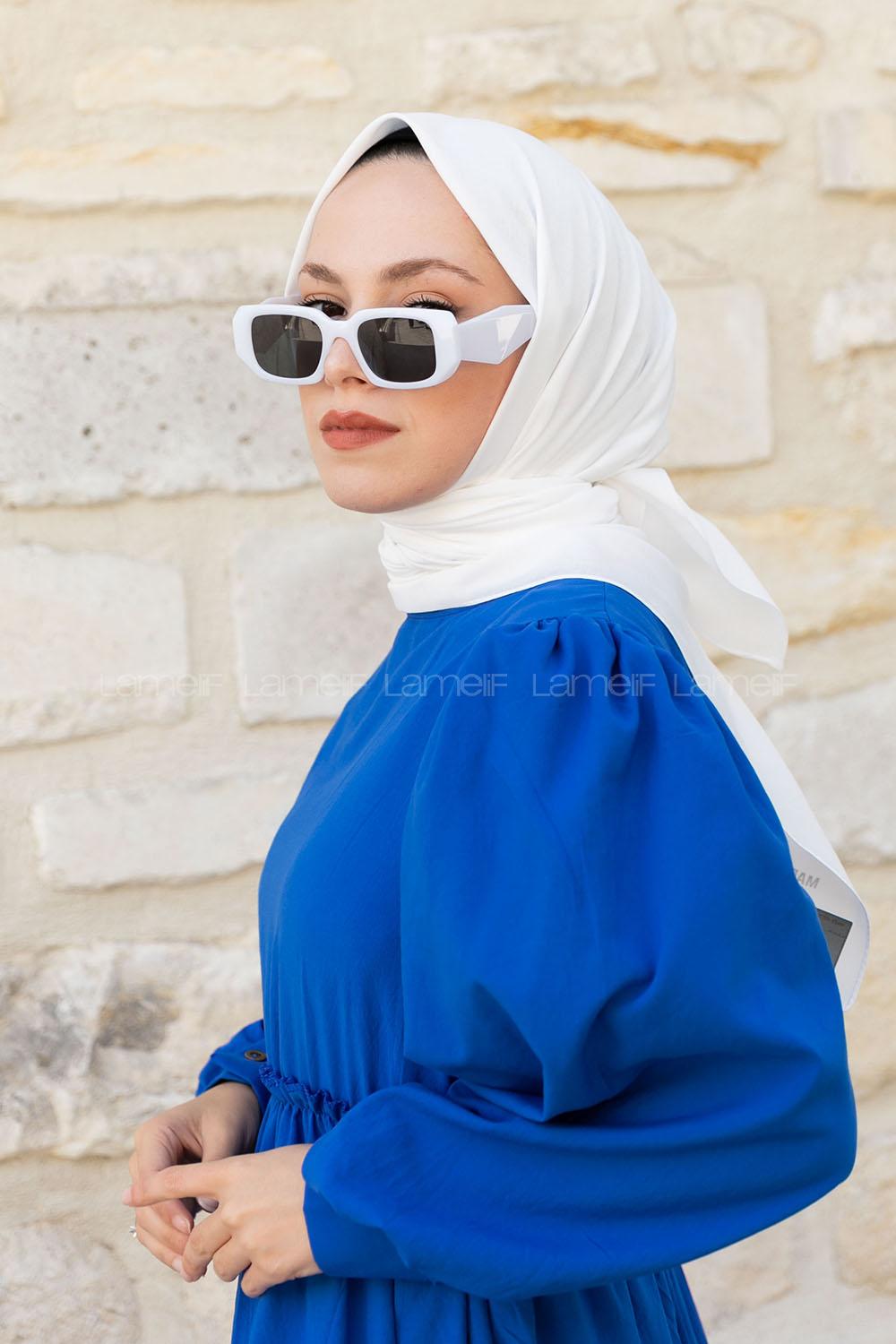 Lamelif Keten Eşarp Beyaz